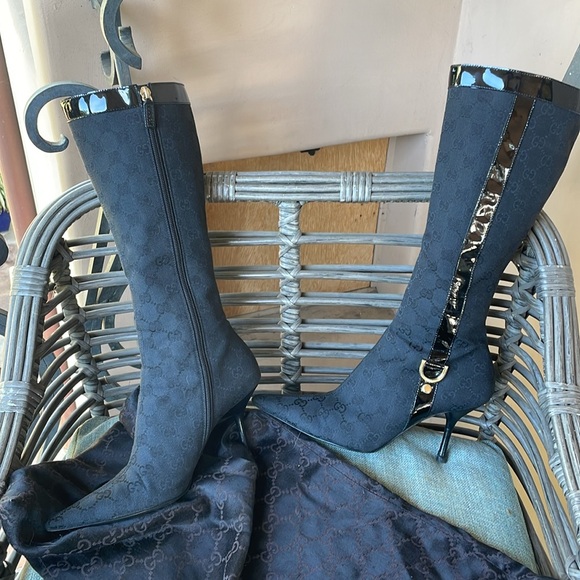 Gucci vintage GG monogram black cloth boots - Picture 5 of 16